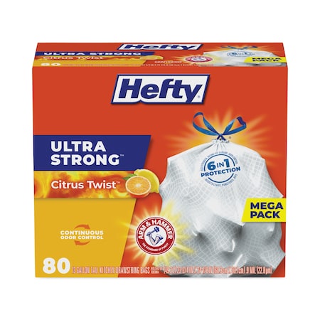 Hefty 13 gal Trash Bags, 23.75 in x 24.88 in, Standard-Duty, 0.9 mil, White, 240 PK E8-8354